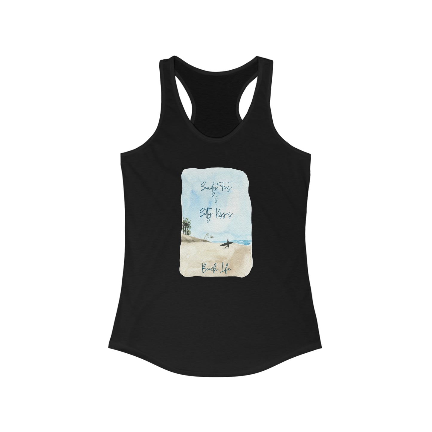 Women's Sandy Toes & Salty Kisses Ideal Racerback Tank
