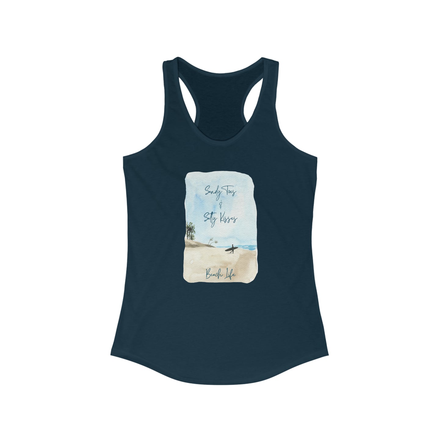 Women's Sandy Toes & Salty Kisses Ideal Racerback Tank