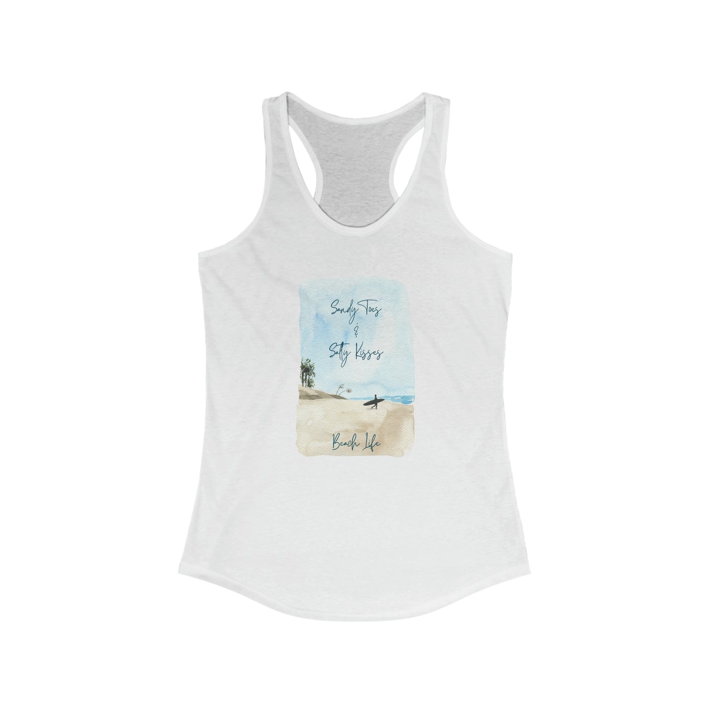 Women's Sandy Toes & Salty Kisses Ideal Racerback Tank