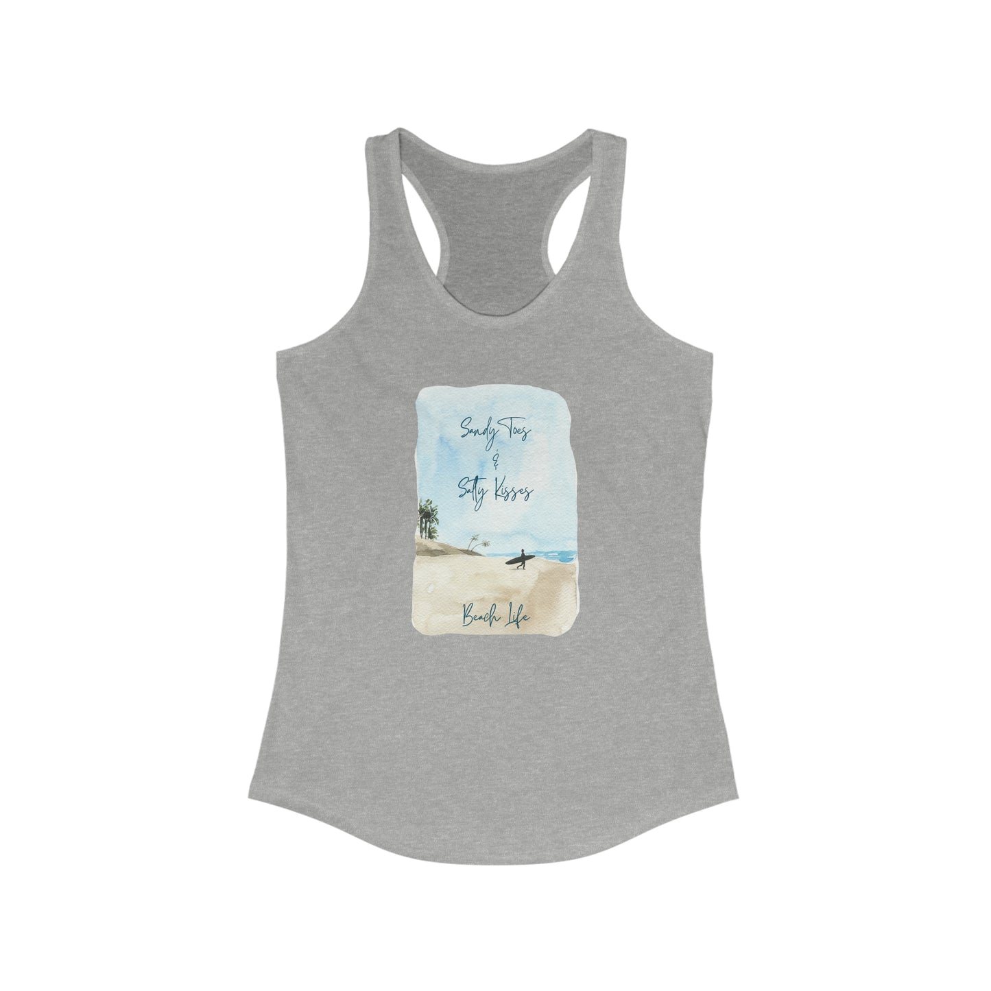 Women's Sandy Toes & Salty Kisses Ideal Racerback Tank