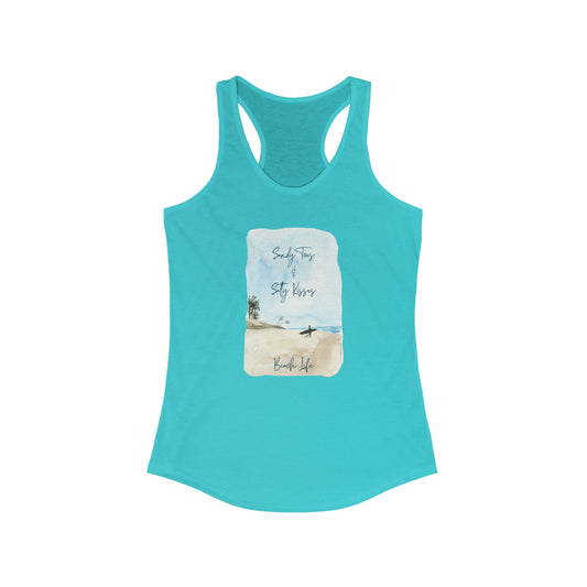 Women's Sandy Toes & Salty Kisses Ideal Racerback Tank