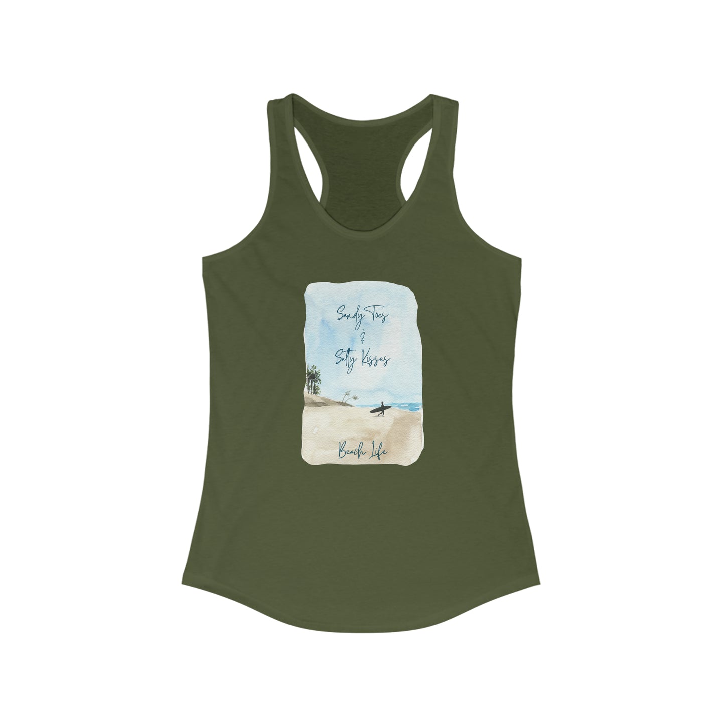 Women's Sandy Toes & Salty Kisses Ideal Racerback Tank