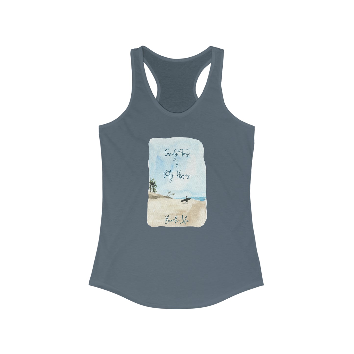 Women's Sandy Toes & Salty Kisses Ideal Racerback Tank