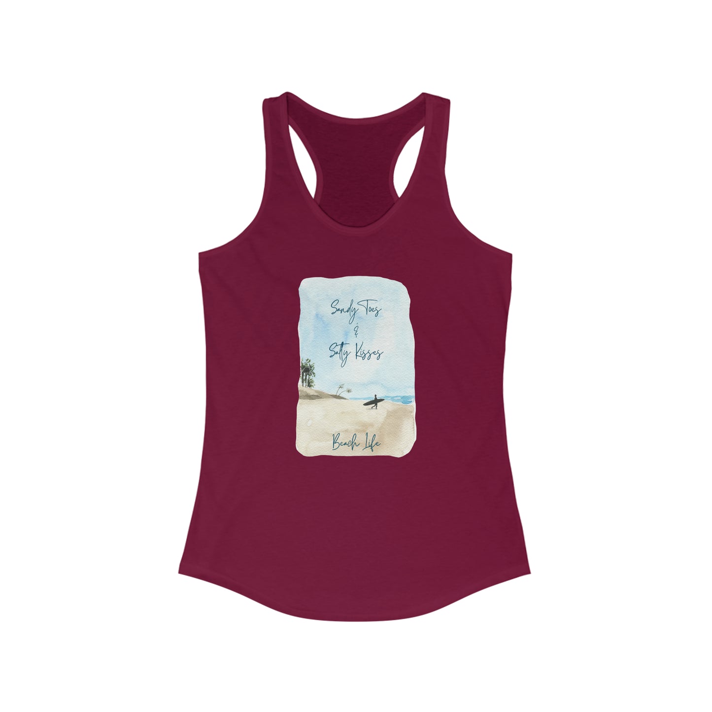 Women's Sandy Toes & Salty Kisses Ideal Racerback Tank