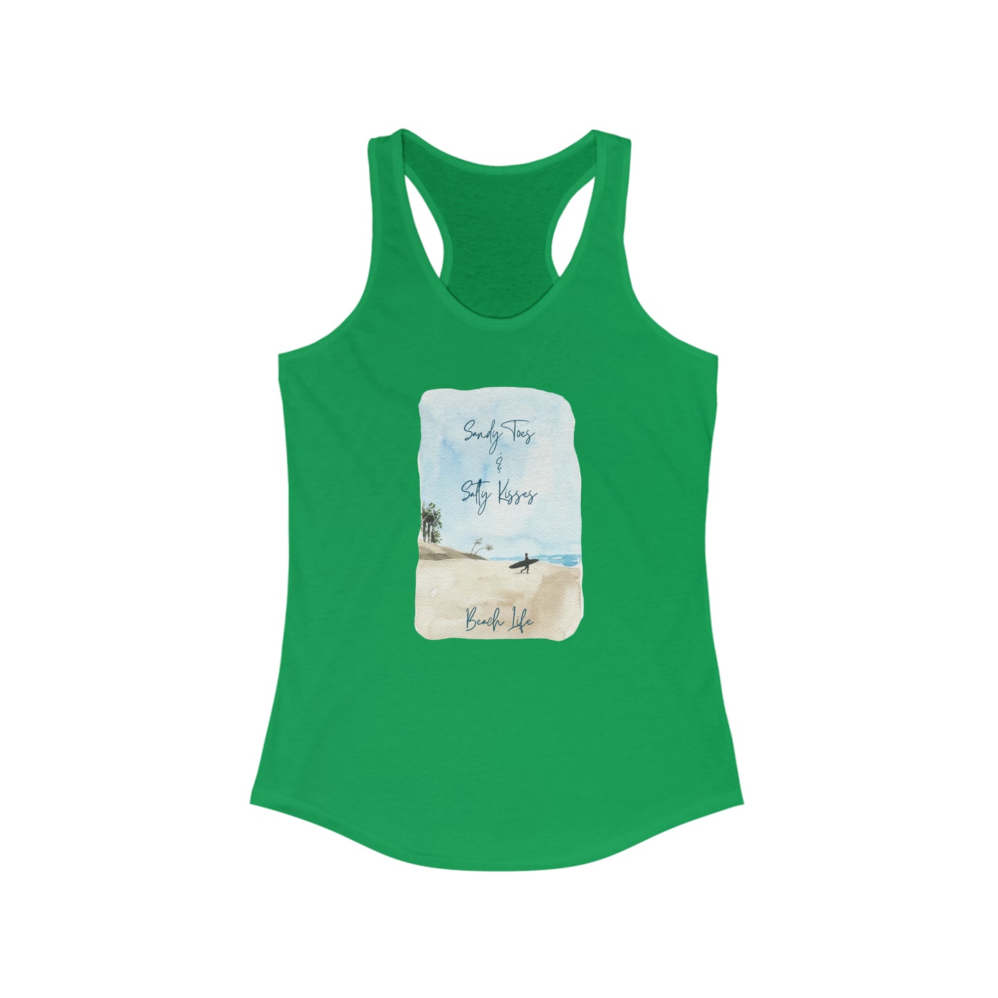 Women's Sandy Toes & Salty Kisses Ideal Racerback Tank