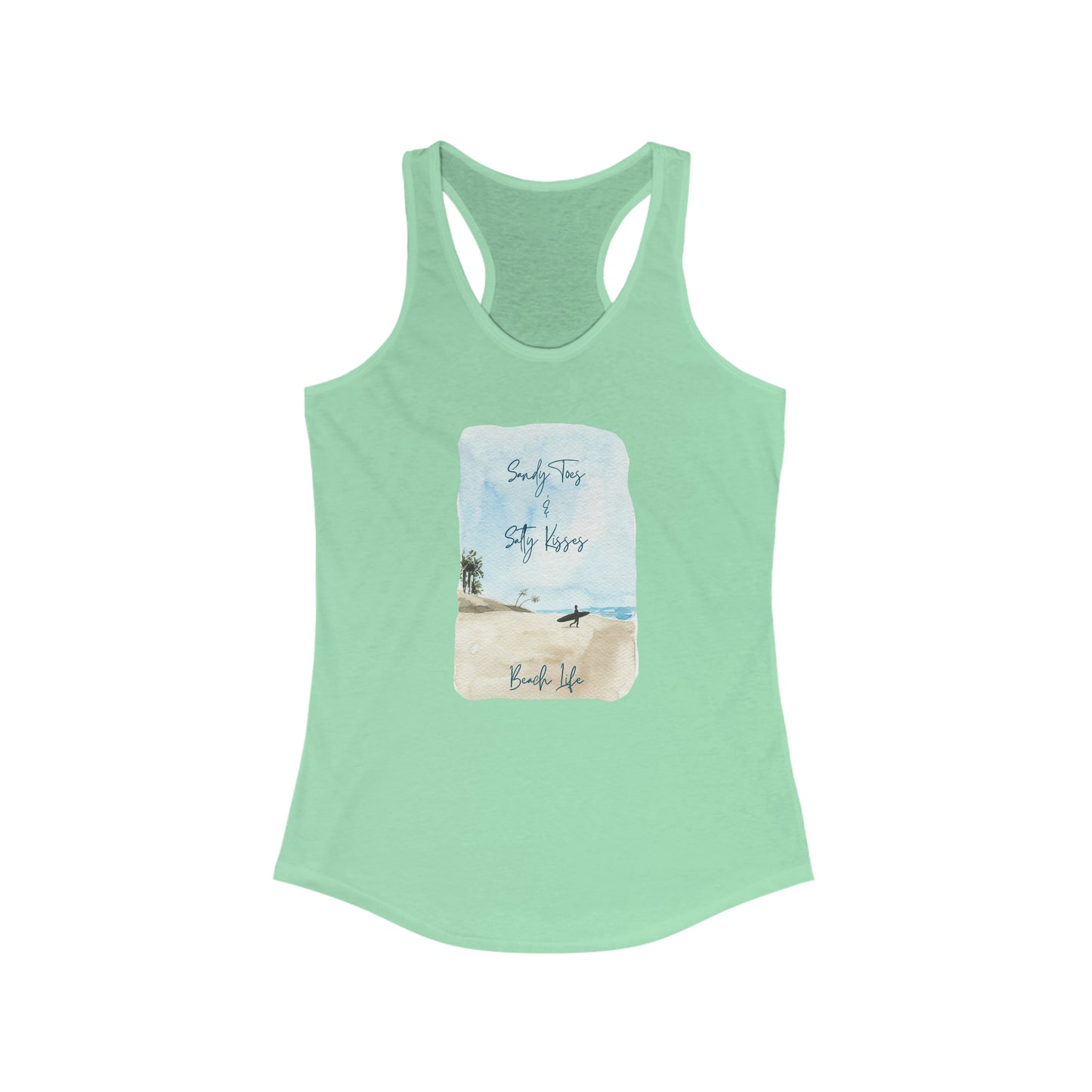 Women's Sandy Toes & Salty Kisses Ideal Racerback Tank