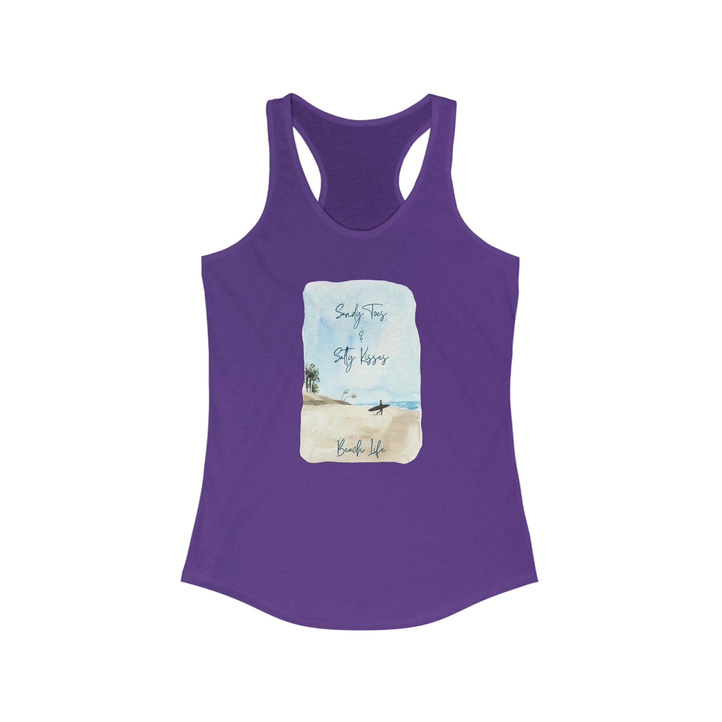 Women's Sandy Toes & Salty Kisses Ideal Racerback Tank