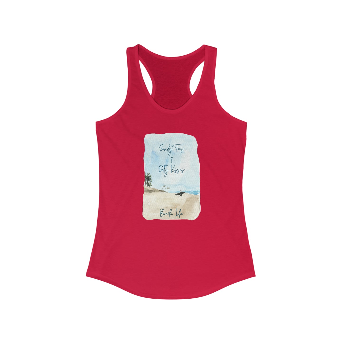 Women's Sandy Toes & Salty Kisses Ideal Racerback Tank